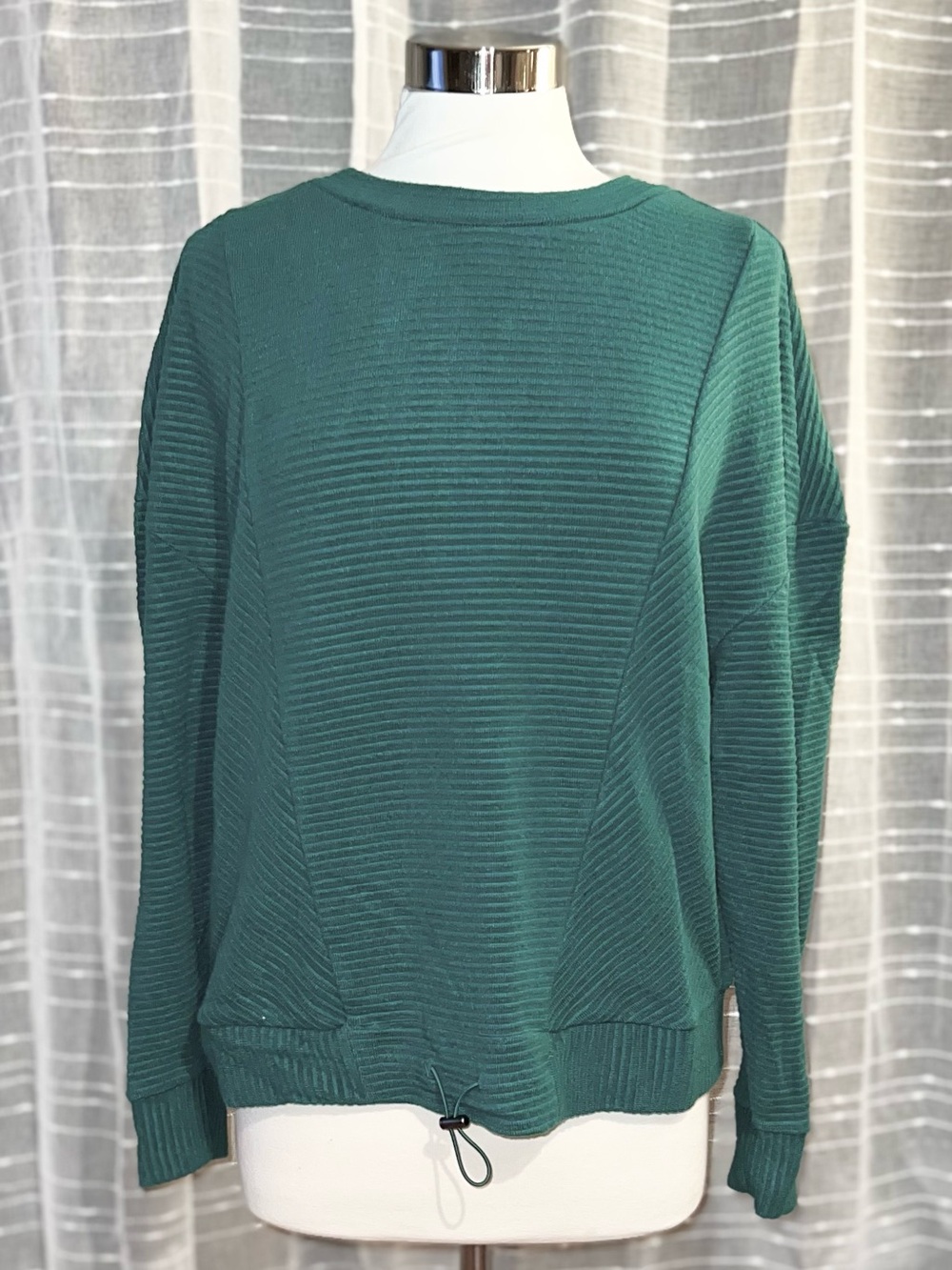 Simply Vera Vera Wang Sz XL Ribbed Drawcord Green/Blue Crewneck Sweater